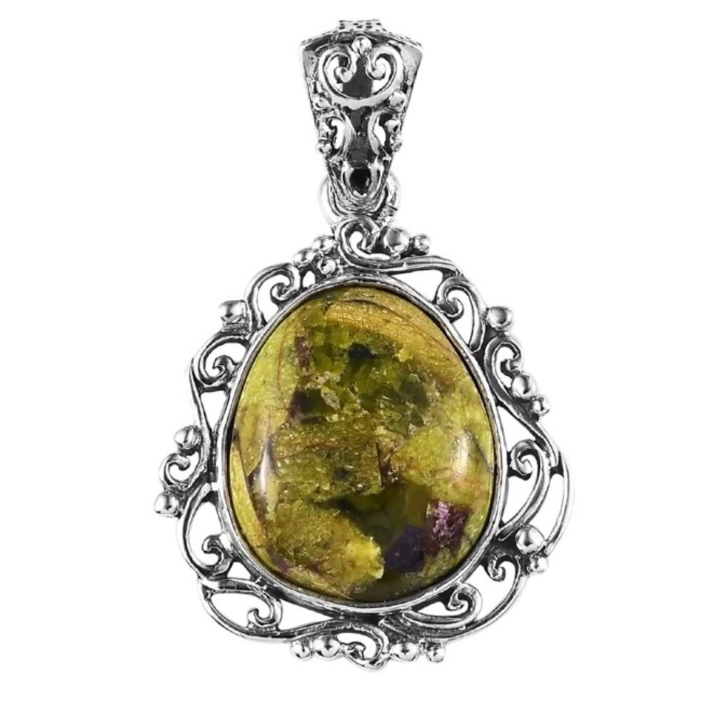 NWT Artisan Crafted Tasmanian Stichtite Pendant in .925 Sterling Silver